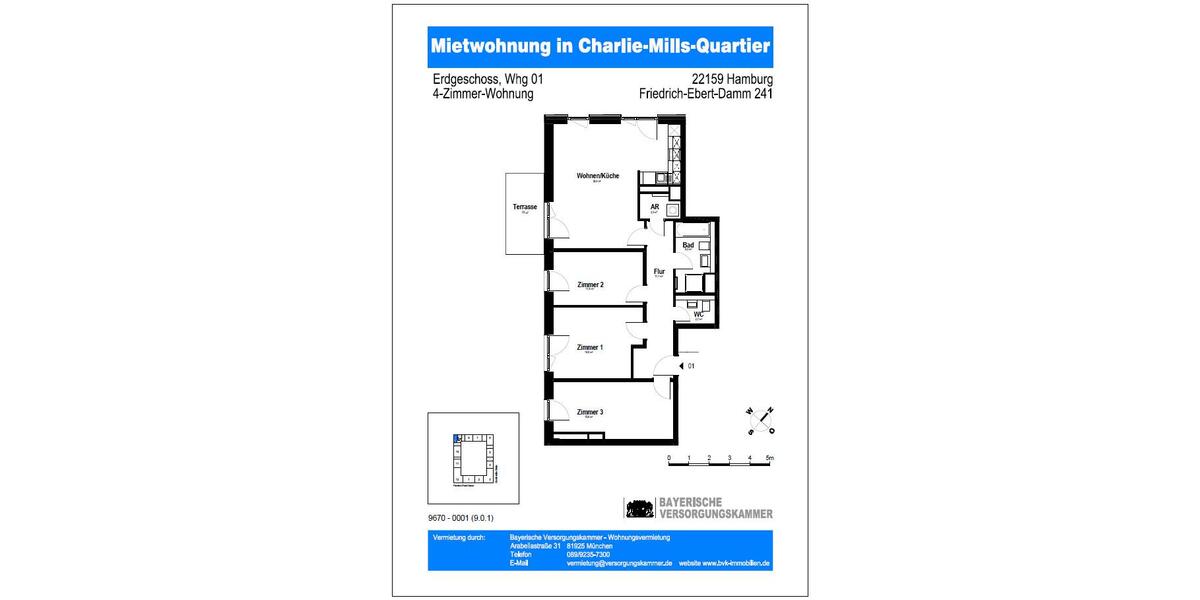 Erdgeschoßwohnung Hamburg Wandsbek - 4 Zimmer, 102 m&sup2;, 1.732&euro; | Angebot:26458296