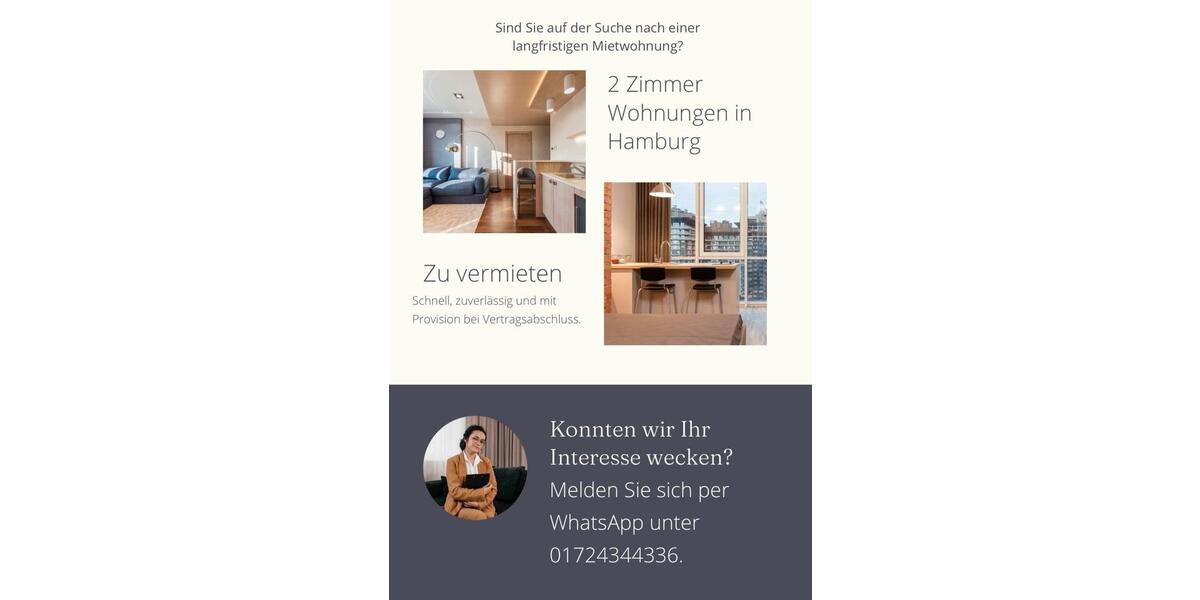 Etagenwohnung Hamburg Wandsbek - 2 Zimmer, 55 m&sup2;, 1.203&euro; | Angebot:26413197