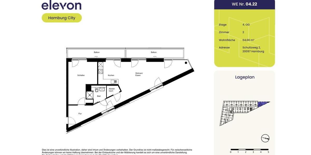 Etagenwohnung Hamburg Hamburg-Mitte - 2 Zimmer, 64 m&sup2;, 1.370&euro; | Angebot:25918638
