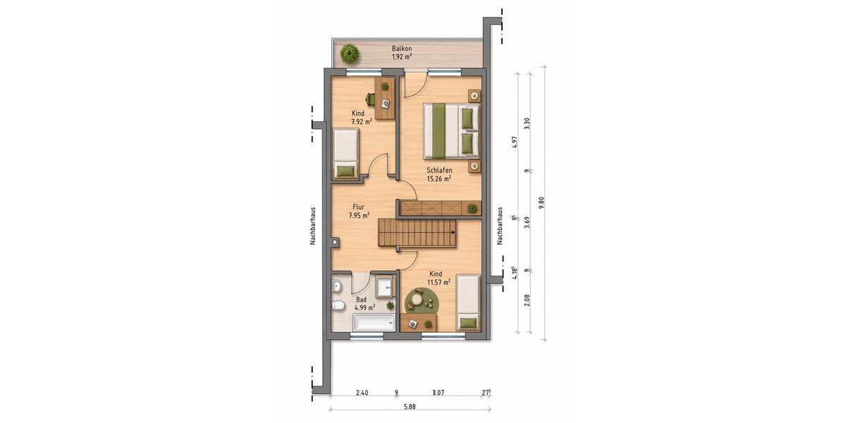 Reihenhaus Norderstedt - 3.5 Zimmer, 113 m&sup2;, 395.000&euro; | Angebot:26663394