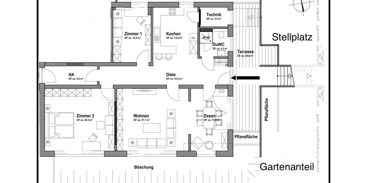 Terrassenwohnung Hamburg Altona - 4 Zimmer, 129 m&sup2;, 1.990&euro; | Angebot:25842906
