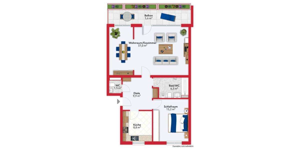 Etagenwohnung Buchholz in der Nordheide Seppensen - 2 Zimmer, 86 m&sup2;, 279.000&euro; | Angebot:25846220