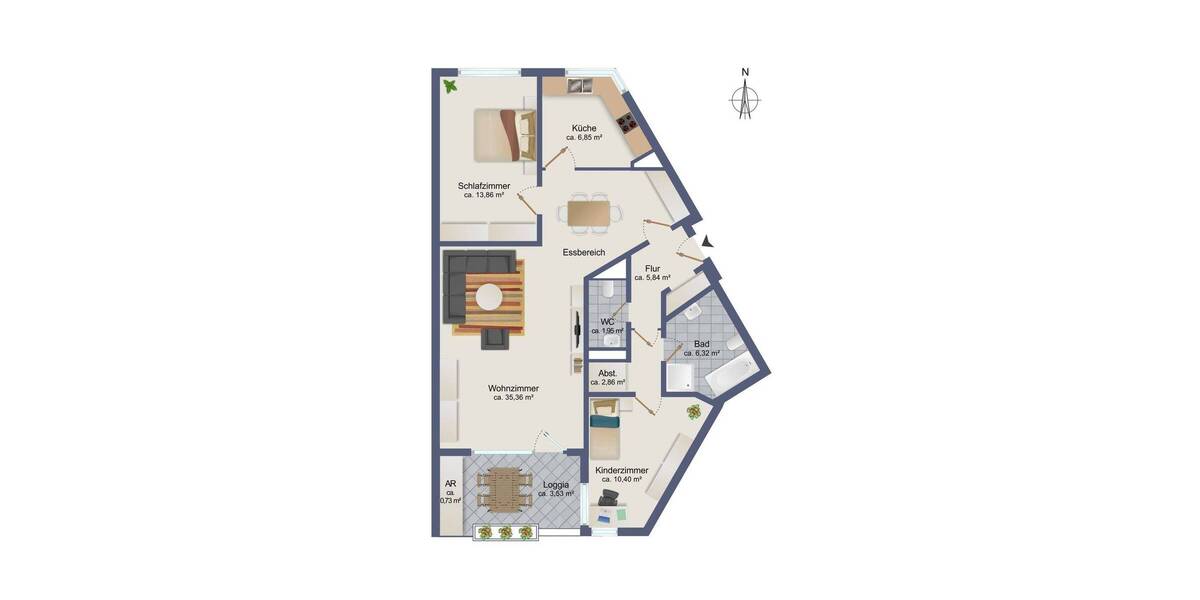 Etagenwohnung Hamburg / Bergedorf Lohbrügge - 3 Zimmer, 87 m&sup2;, 332.000&euro; | Angebot:26858999