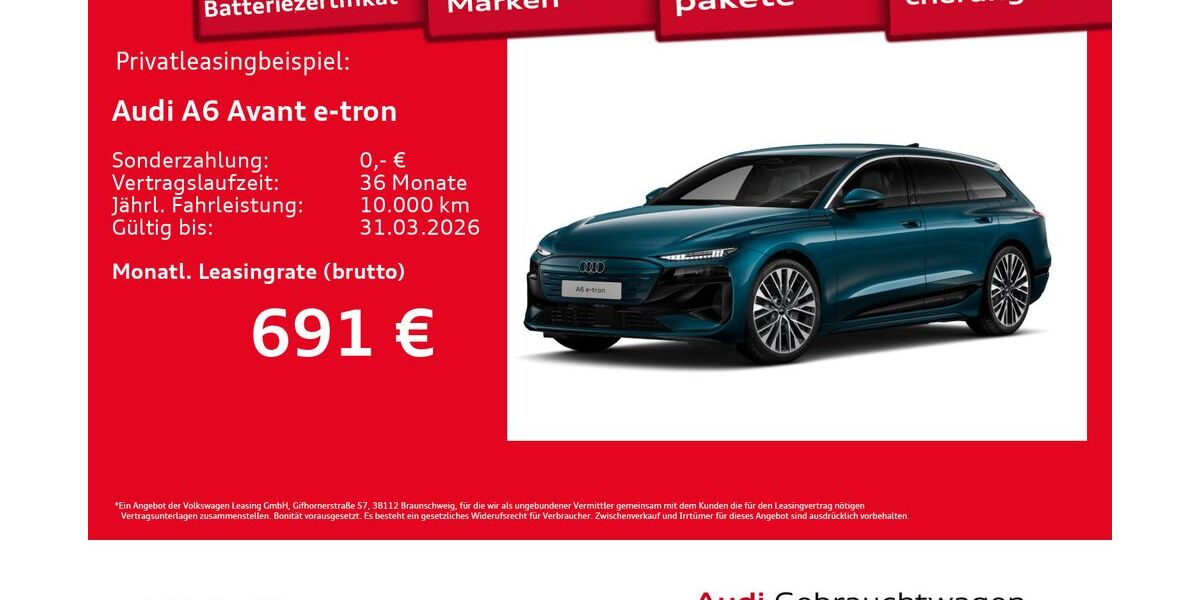 Audi A6 e-tron 14.246 km 72.790 &euro; Hamburg 20537