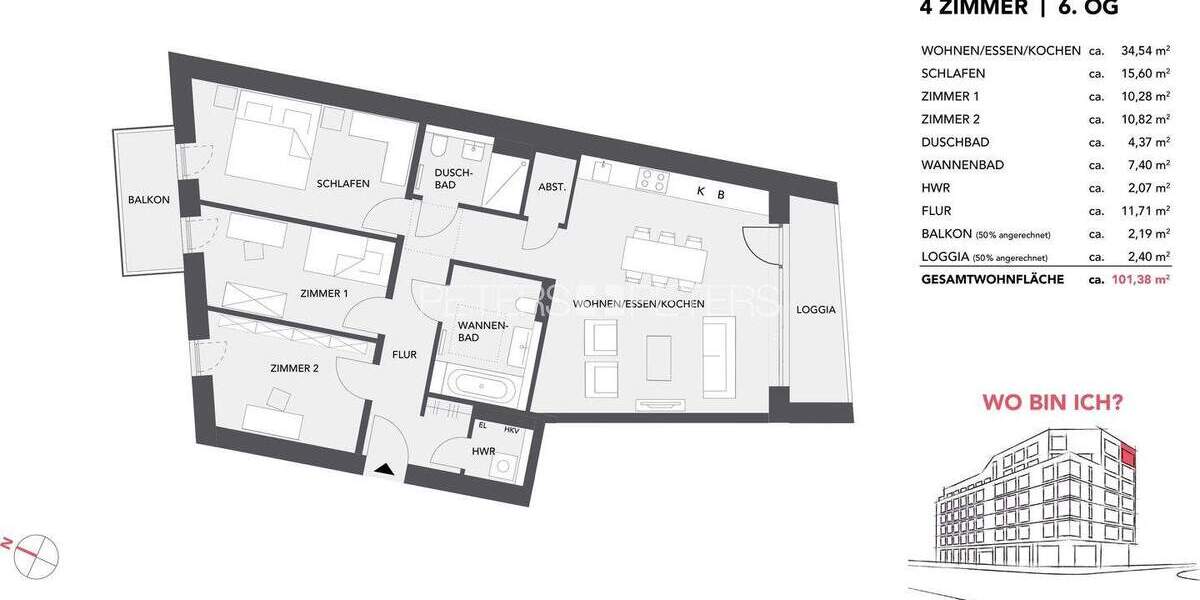 Etagenwohnung Hamburg Altona-Altstadt - 4 Zimmer, 101 m&sup2;, 999.900&euro; | Angebot:23976910