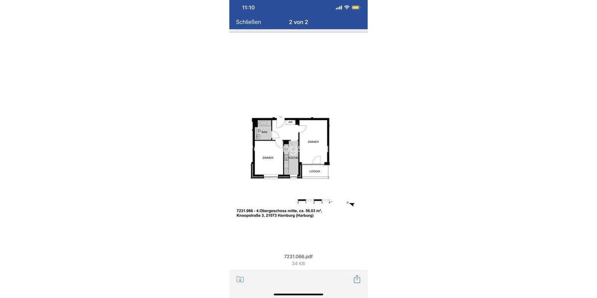Etagenwohnung Hamburg Harburg - 2 Zimmer, 56 m&sup2;, 364&euro; | Angebot:25953576