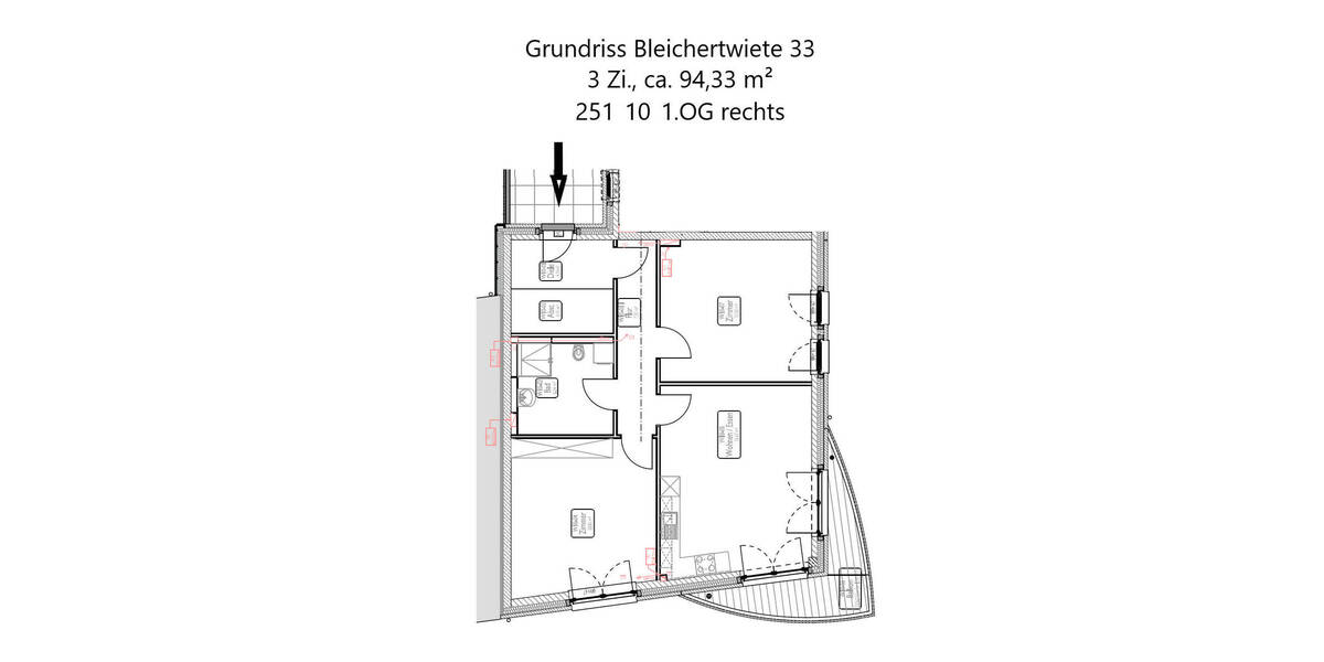 Etagenwohnung Hamburg / Bergedorf Bergedorf - 3 Zimmer, 94 m&sup2;, 1.745&euro; | Angebot:26156316