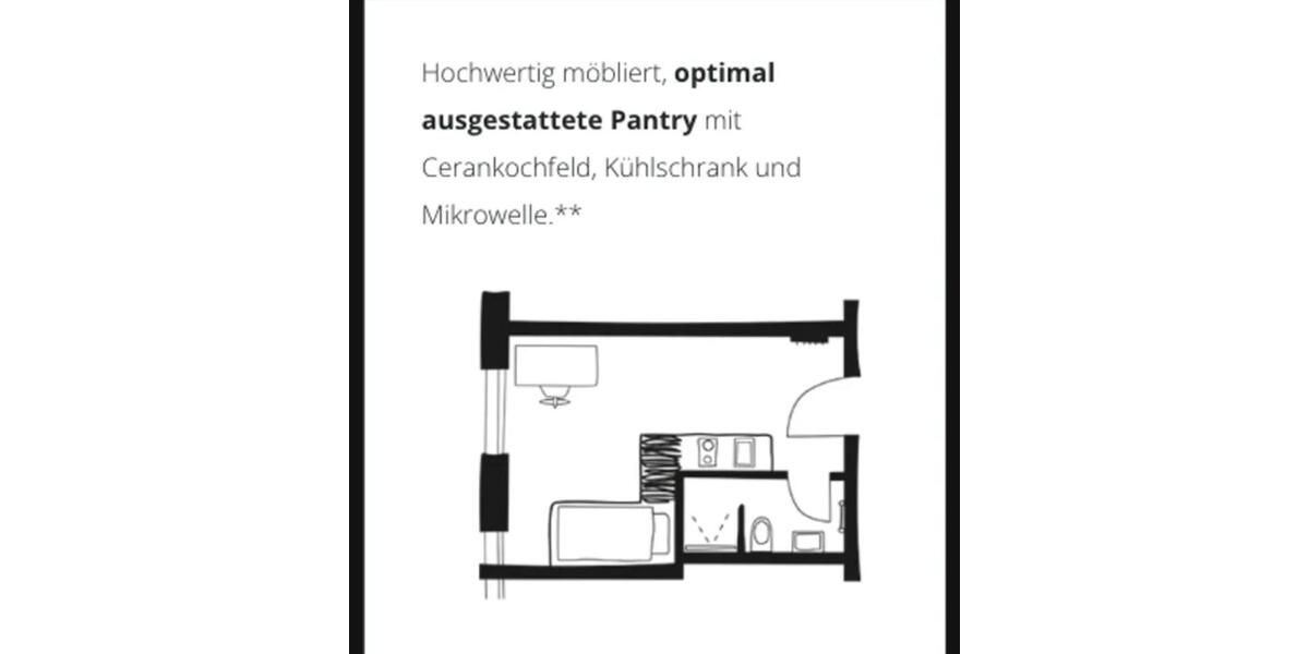 möbliertes Studentenapartment, 895€ all-inclusive Miete 1 zimmer