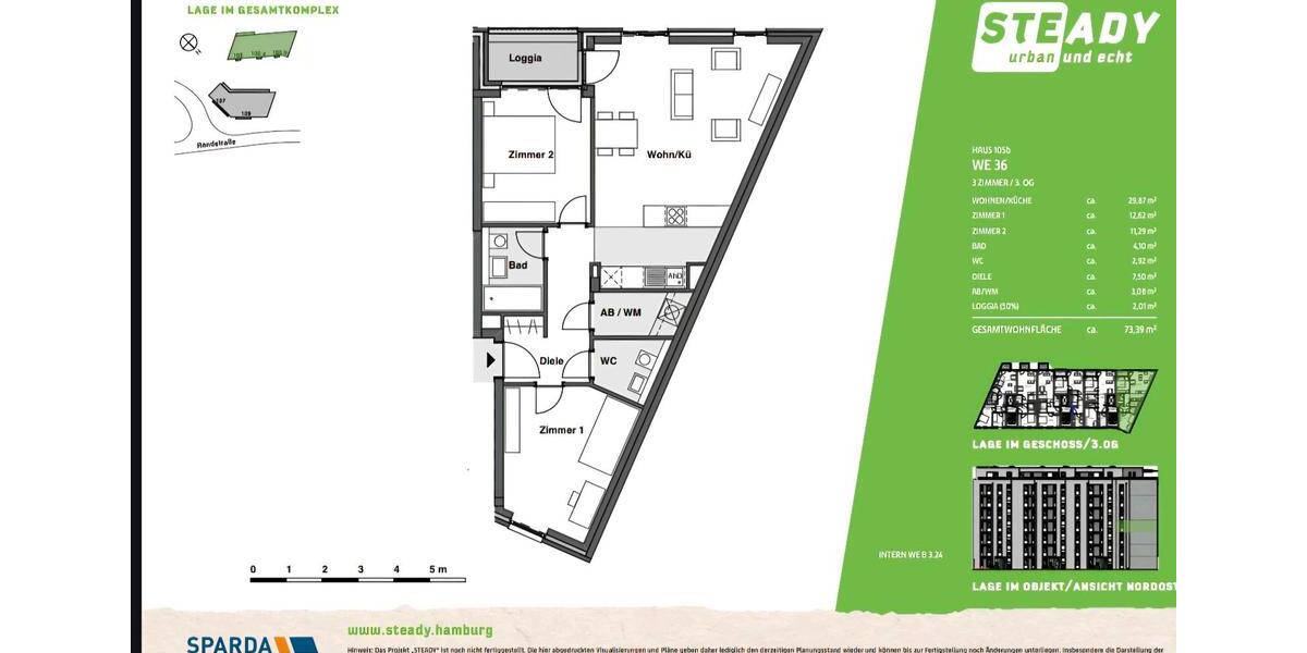 Neubauwohnung 3 Zimmer 73qm Balkon in Stellingen AB SOFORT 3 zimmer
