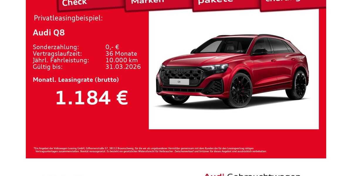 Audi Q8 1.890 km 104.440 &euro; Hamburg 20537