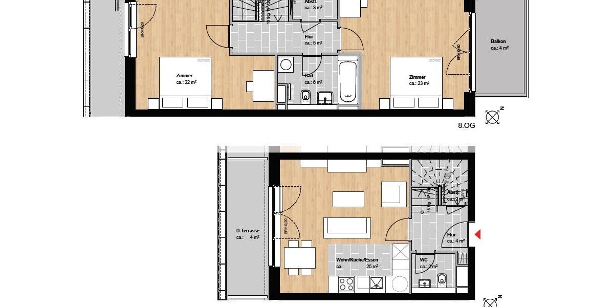 3-Zimmer-Maisonette-Wohnung mit Dachterrasse und Balkon in HH-Hammerbrook 3 zimmer
