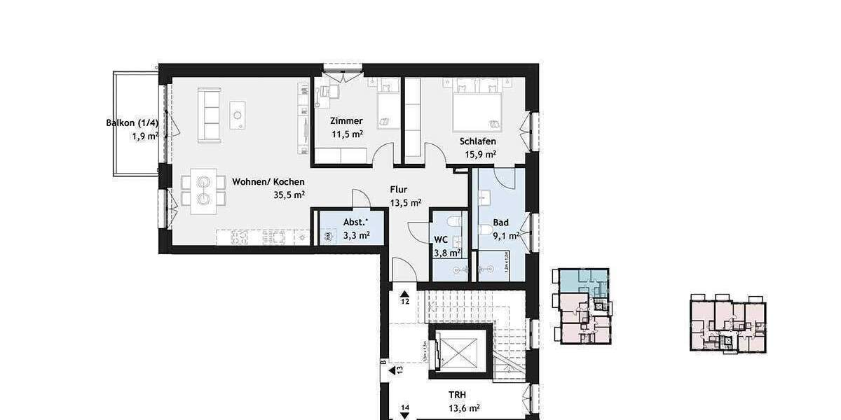 Etagenwohnung Hamburg Poppenbüttel - 3 Zimmer, 94 m&sup2;, 677.900&euro; | Angebot:26309645