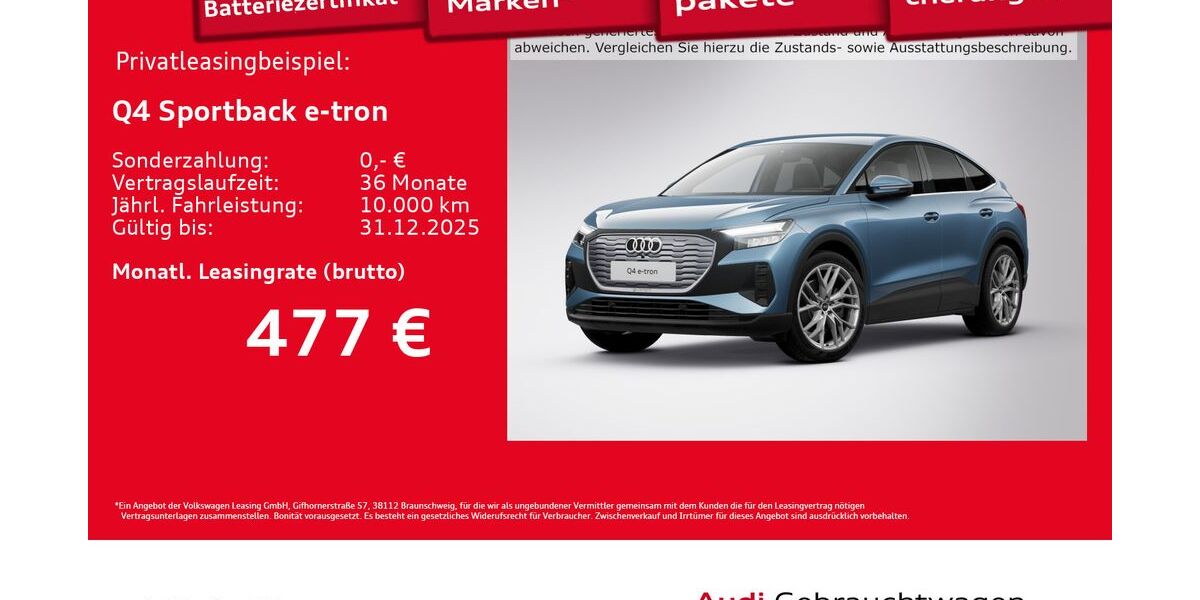 Audi Q4 e-tron 6.929 km 47.410 € Hamburg 20537