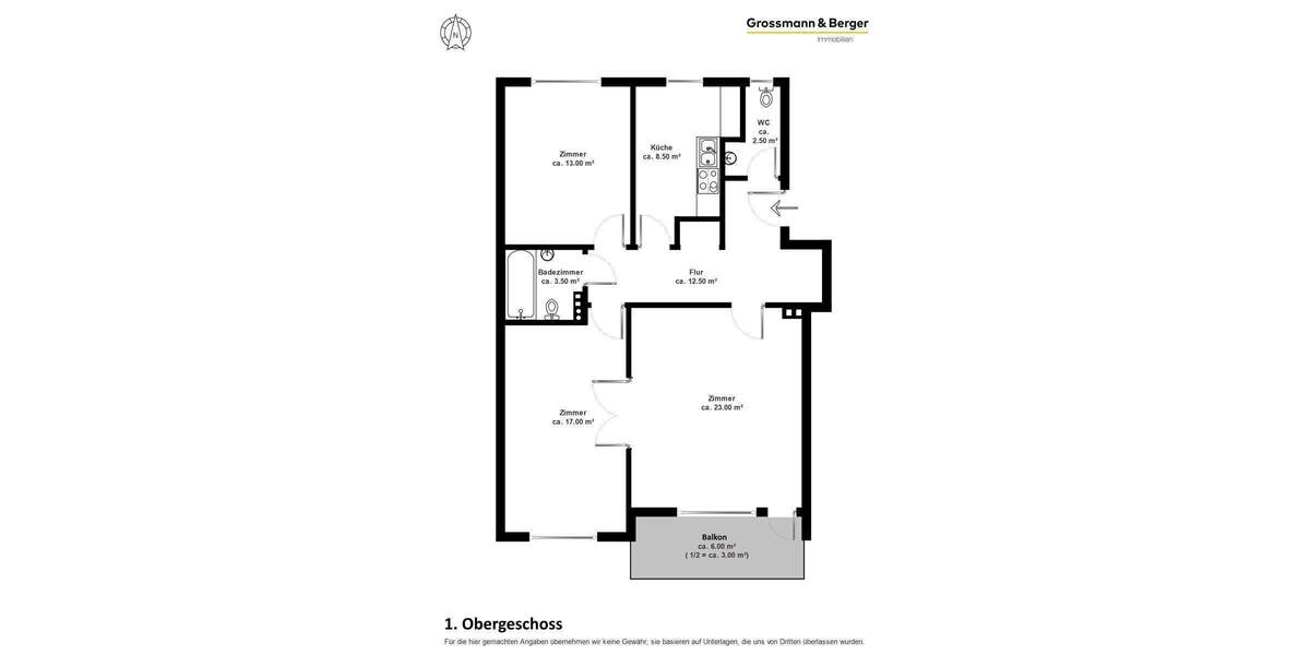 Etagenwohnung Hamburg Winterhude - 3 Zimmer, 81 m&sup2;, 395.000&euro; | Angebot:24871280