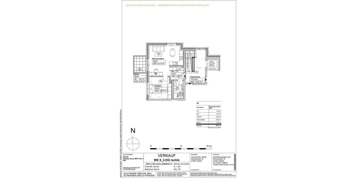 Etagenwohnung Buchholz in der Nordheide Neugraben-Fischbek - 2 Zimmer, 48 m&sup2;, 288.000&euro; | Angebot:25911325