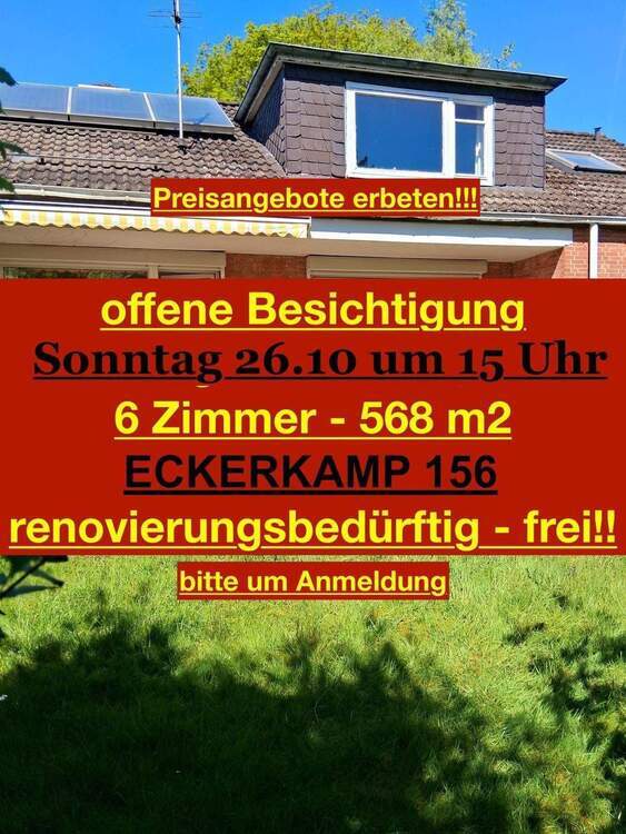 Wellingsbüttel - BESICHTIGUNG Sonntag 26.10. um 15 Uhr - großes EFH - renovierungsbedürftig - aber toller Schnitt - FREI! 6 zimmer