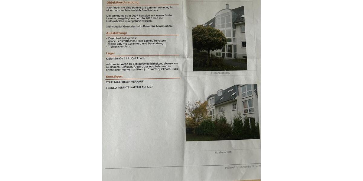 Hochparterre Quickborn - 3 Zimmer, 53 m&sup2;, 229.000&euro; | Angebot:26166643