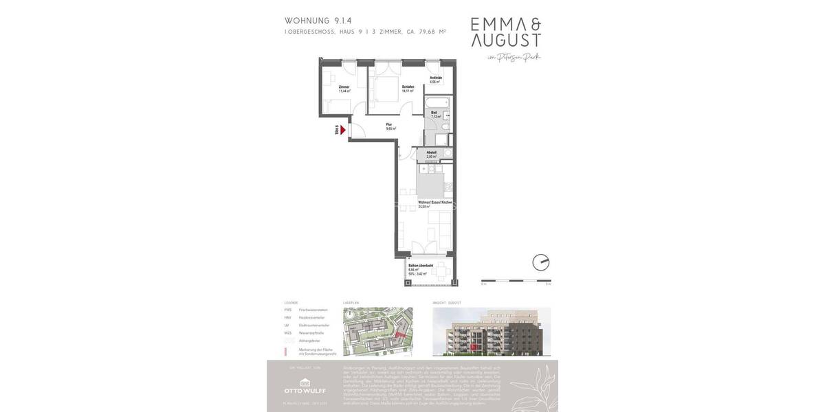 Etagenwohnung Hamburg Groß Borstel - 3 Zimmer, 79 m&sup2;, 1.699&euro; | Angebot:26596672