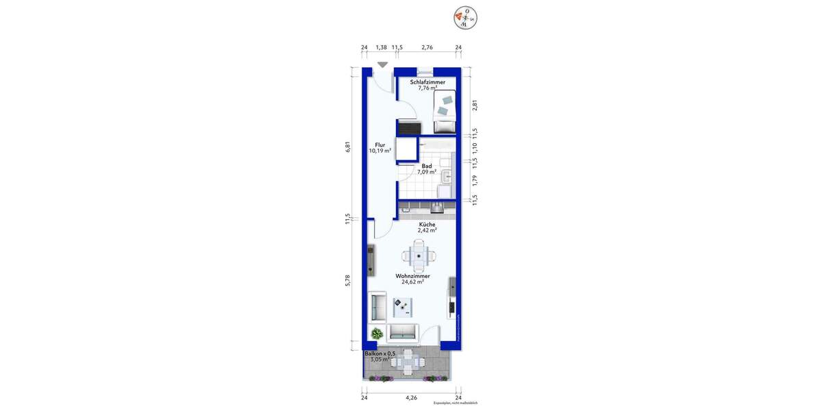Etagenwohnung Hamburg Uhlenhorst - 1 Zimmer, 55 m&sup2;, 479.000&euro; | Angebot:25779583